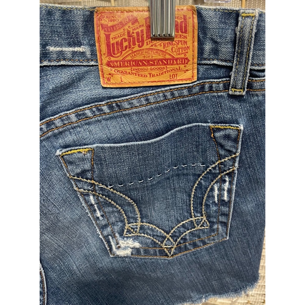 Lucky Brand Sweet Dream Denim Shorts Cut Off Frayed Hem Size 10/30 Made In USA - Picture 6 of 10